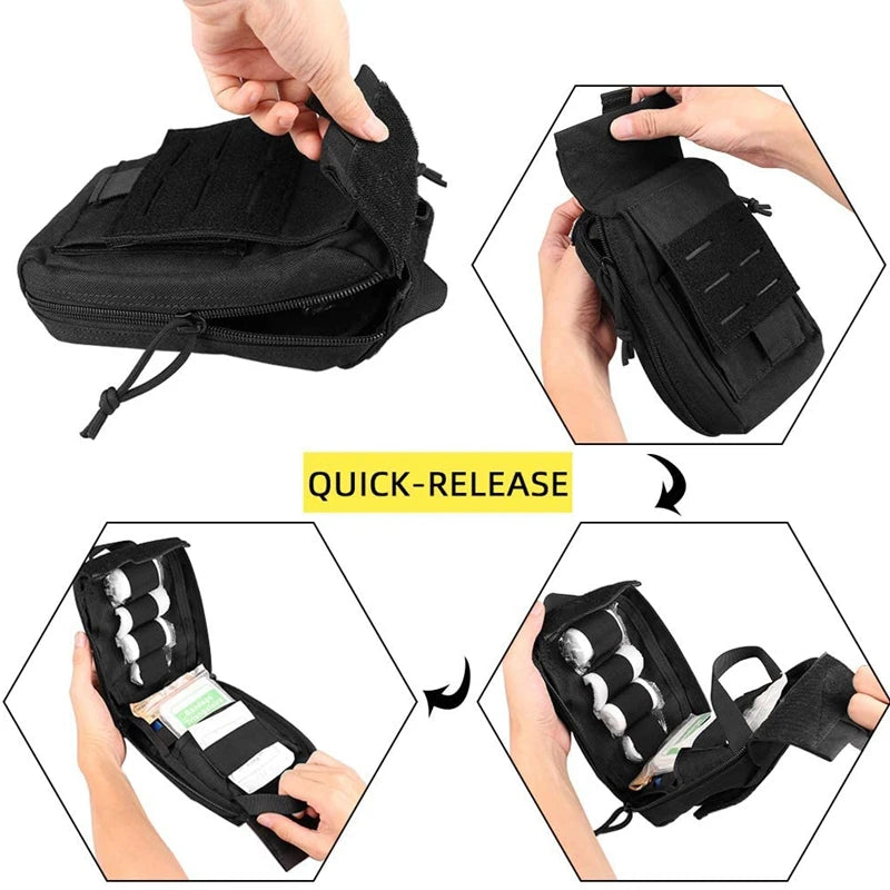 Tactical Molle First Aid Kit Medical Bag Emergency Camping EDC Pouch Survival Tool Pack Tourniquet Pouch for Outdoor