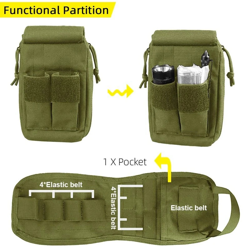Tactical Molle First Aid Kit Medical Bag Emergency Camping EDC Pouch Survival Tool Pack Tourniquet Pouch for Outdoor